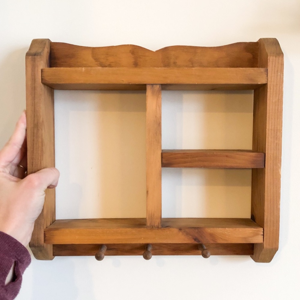 Small Wood Shelf with Pegs